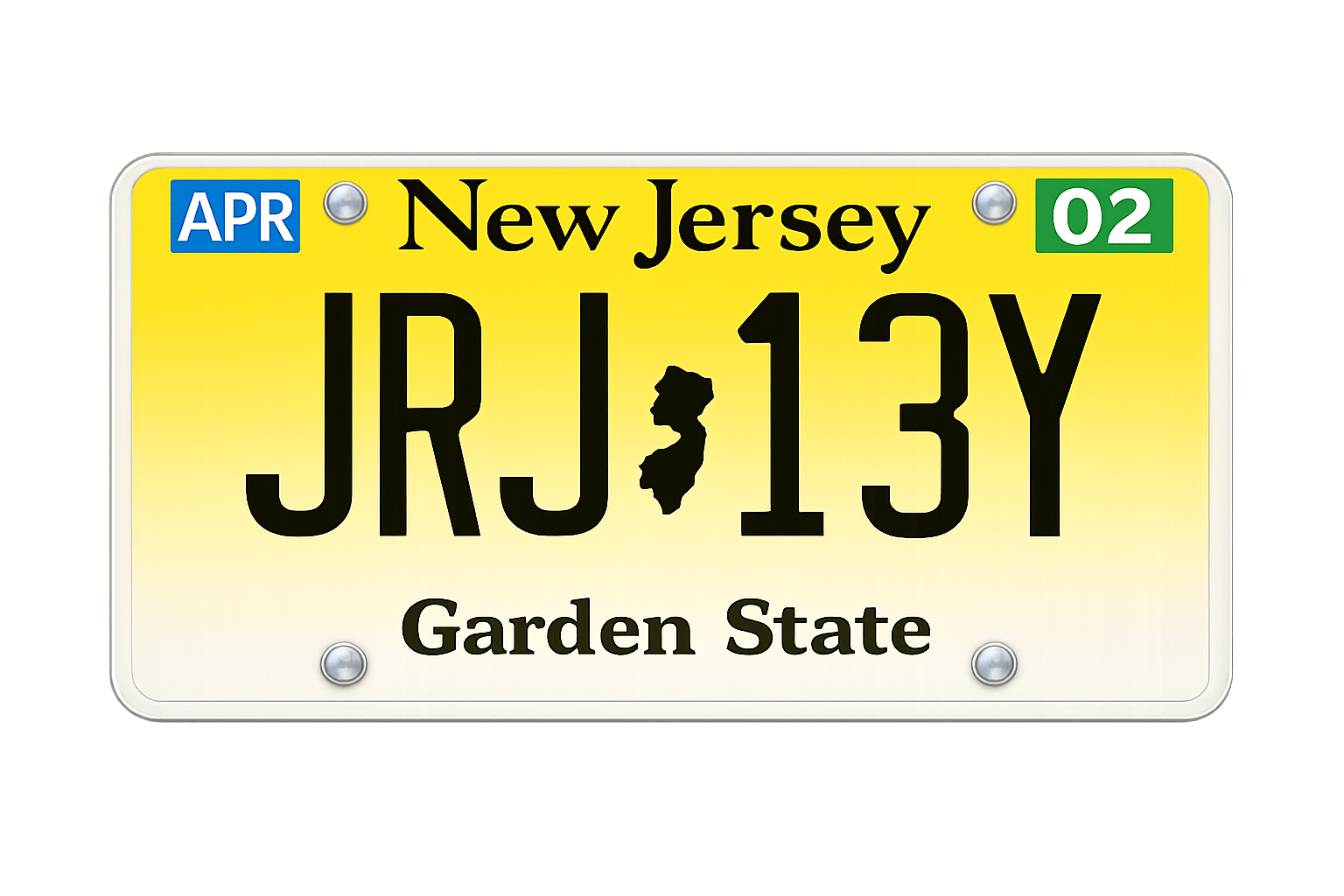 New Jersey license plate JRJ-13Y - April 2002