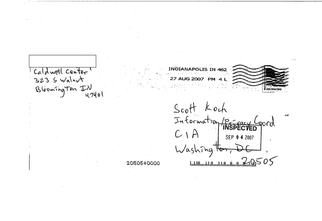 FOIA Letter to CIA - Scott Koch, Information Privacy Coordinator