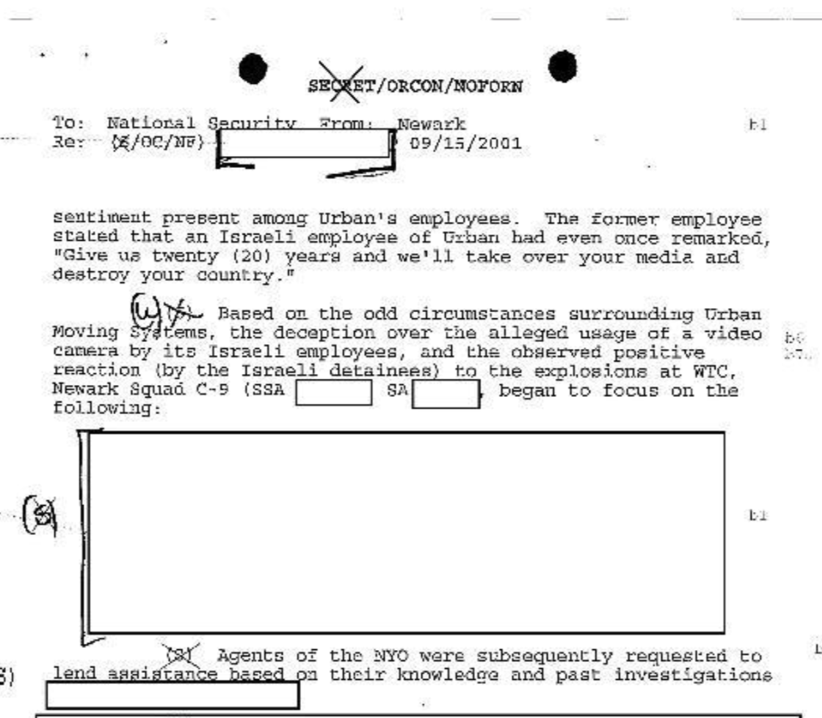 FBI SECRET/ORCON/NOFORN document about Urban Moving Systems